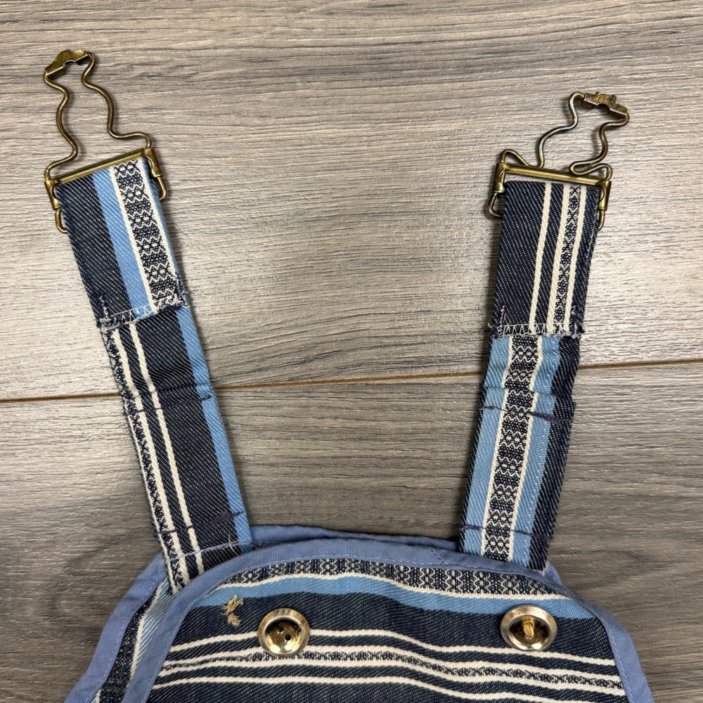 Vintage Baby Overalls‎ 12–18M Blue Stripe Brass Buckle Button Repair Needed - Picture 8 of 8